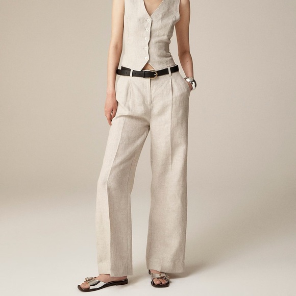 J. Crew Wide-leg essential pant in linen - Picture 1 of 5